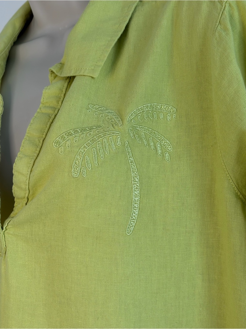 Calypso St. Barth Linen Blend Tunic Top Coastal Resort Shirt Lemon Lime Size 1X - Picture 4 of 15